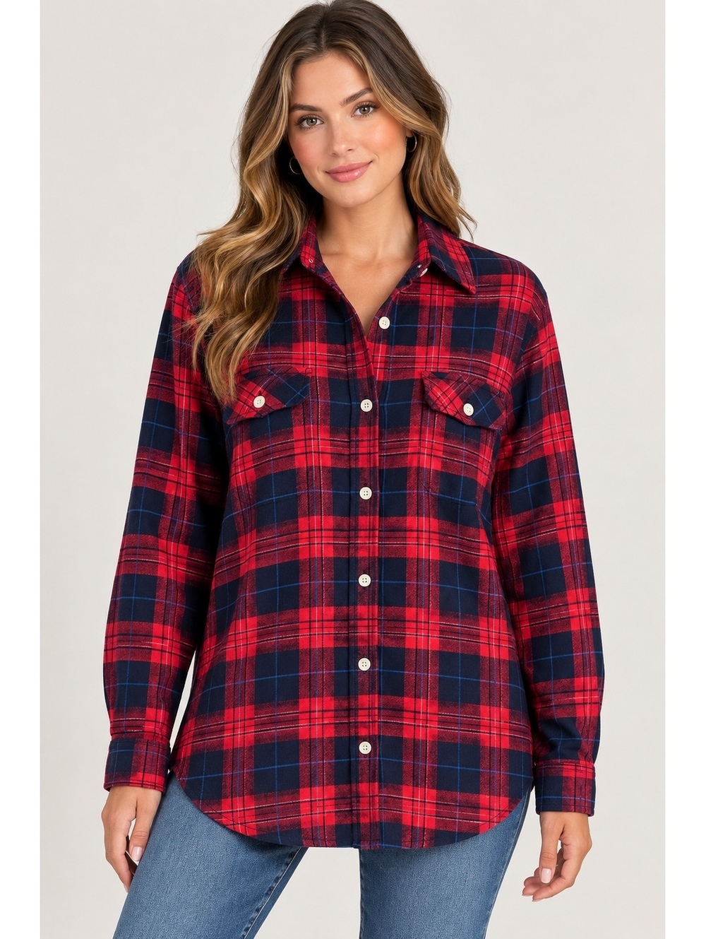 Vintage 90s High Sierra Mervyns Womens L Red Black Plaid Shacket Grunge Acrylic